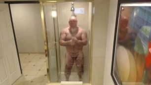 Stunning daddy teasing in shower