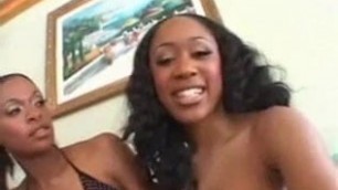 2 Horny Black Babes Share a BBc and cum