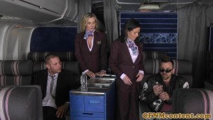 Assfucked CFNM stewardess joins mile high club