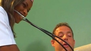 Black nurse rides white stud at the clinic after she examines him