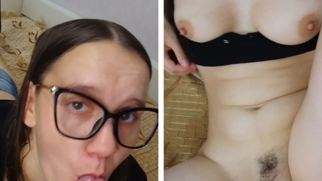 Nerdy Glasses College Girl Blowjob and Fuck