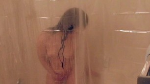 voyeur cam shower and dildo fucking with cumshot