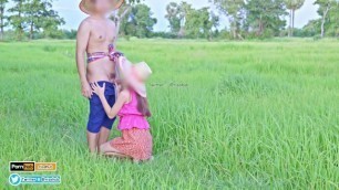 4K Thai Version Cut, Local Farmers Thai have Sex in the Green Fields and Cums on her Back.