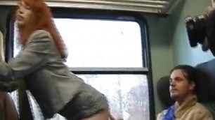 A wild redhead slut from Germany fucking on a train