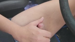 Cute Blonde Sucking and Licking my Dick Head until i Cream her Mouth while Driving